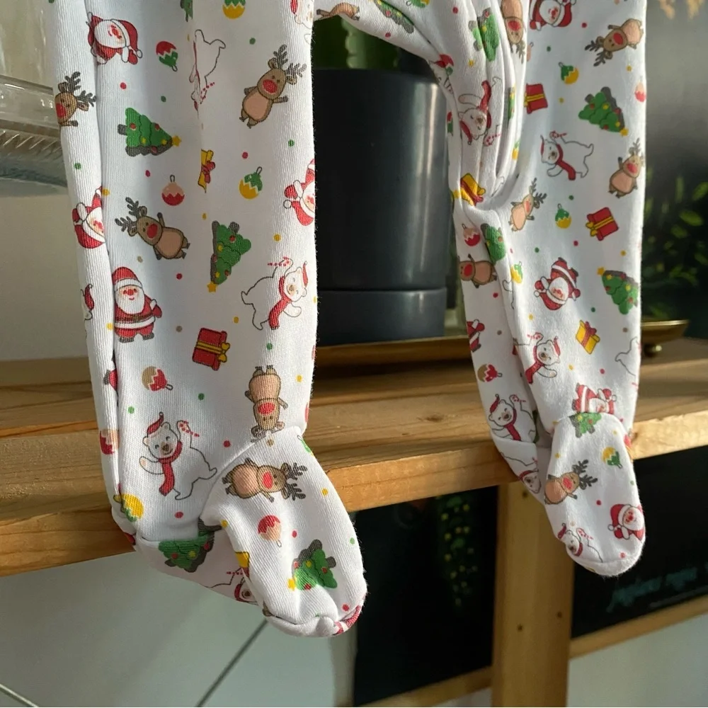 Magnolia Baby Christmas Print Pima Cotton Footie